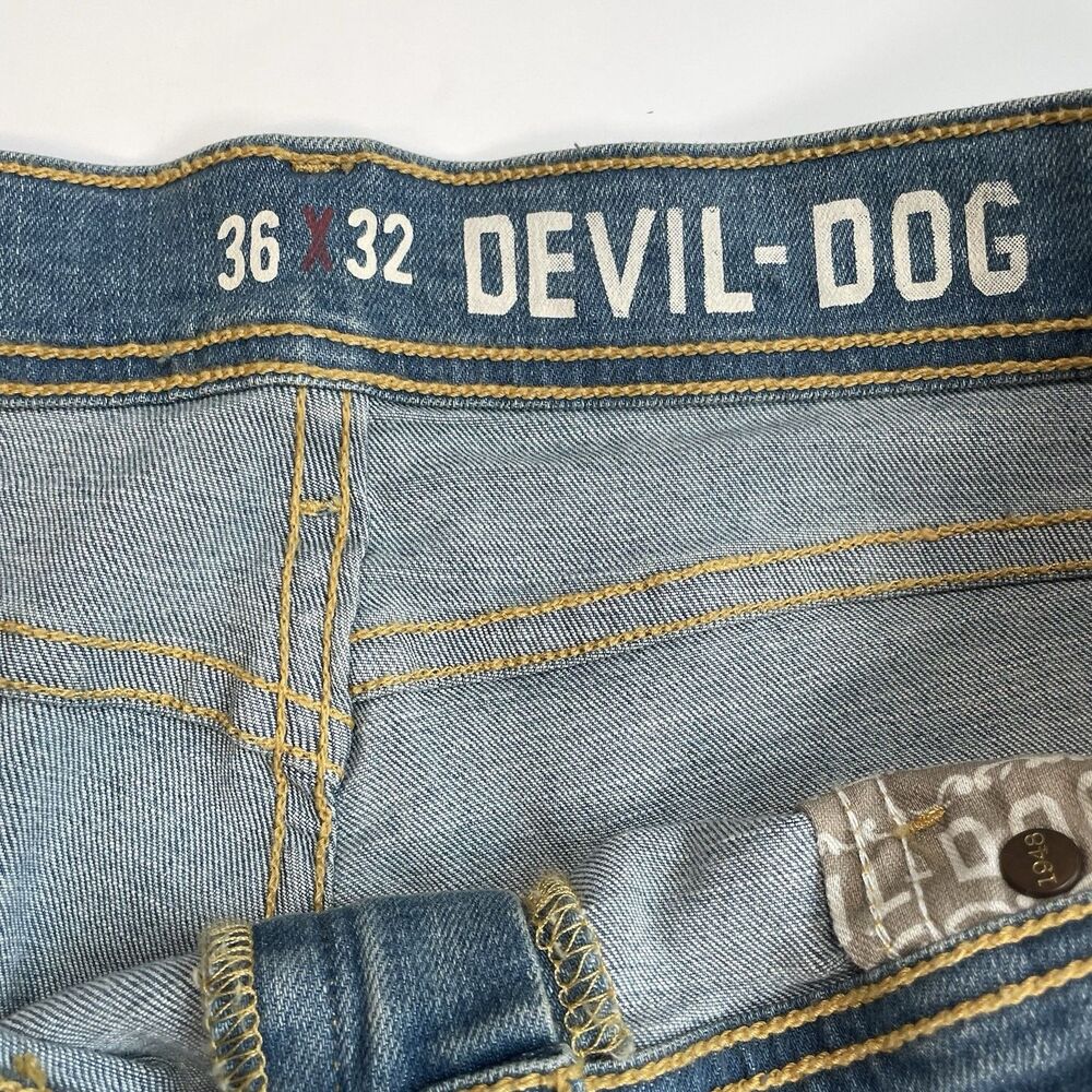 Devil Dog Athletic Fit Stretch Jeans Mens Denim Medium Wash Faded Size 36x32 NEW - Picture 10 of 15